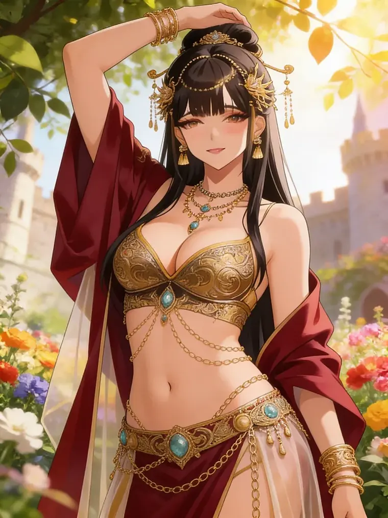 Anime-style Crushi AI character in royal dress